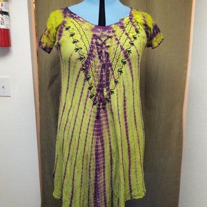 Cute Options FREE SIZE Bright Celery Green & Plum Purple Top